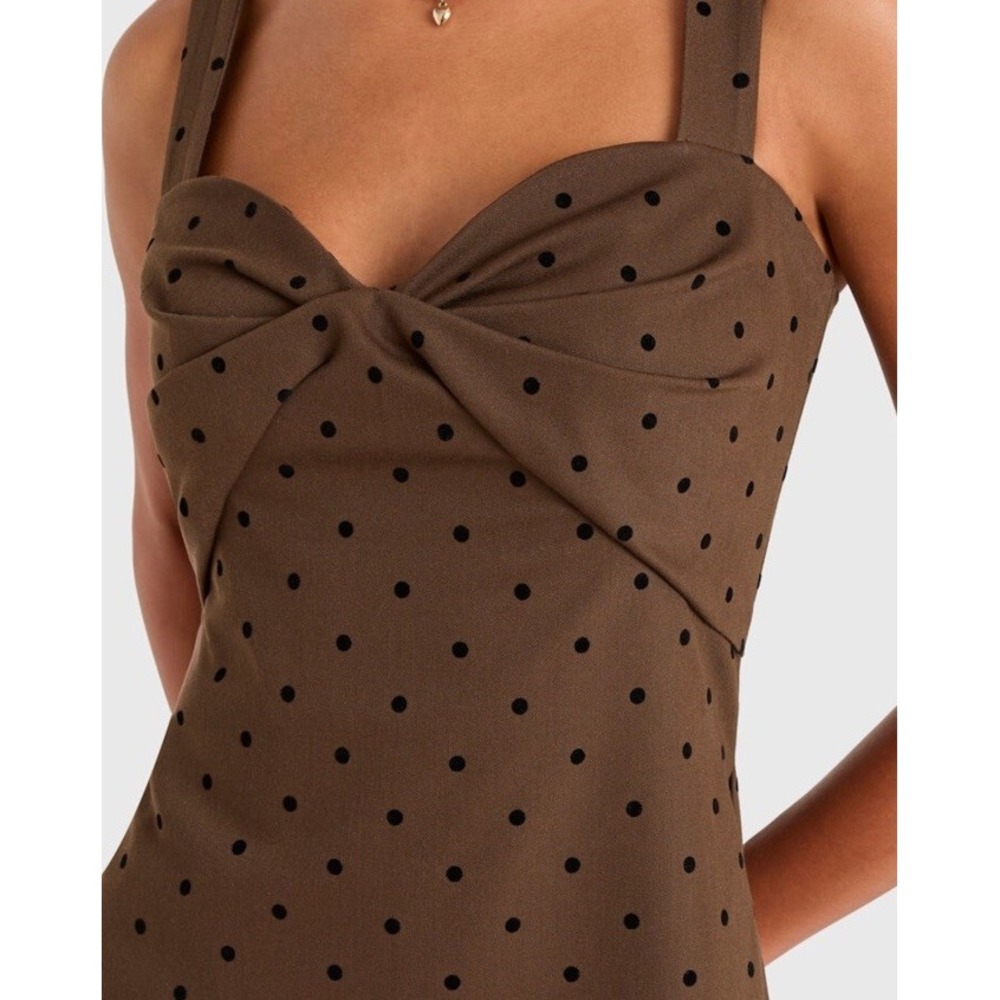 NWT $255 Amanda Uprichard Bethany Soho Romper Brown Polka Dot Mocha romper S - Picture 9 of 14